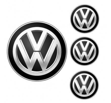 Logo na stredy kolies - živicové 4ks - VW Černé 55mm