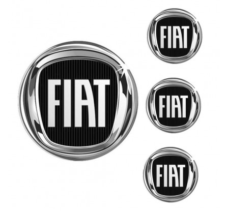 Logo na stredy kolies - živicové 4ks - FIAT Černé 55mm