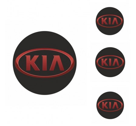 Logo na stredy kolies - živicové 4ks - KIA Černé 55mm
