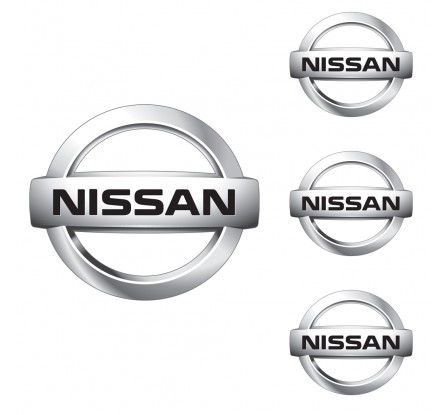Logo na stredy kolies - živicové 4ks - NISSAN Černé 55mm