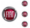 Logo na stredy kolies - živicové 4ks - FIAT Červené 50mm