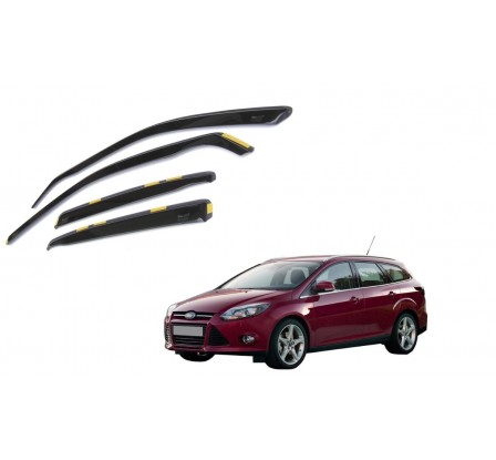 Ofuky přední + zadní - protiprůvanové plexi kompatibilní pro Ford Focus 5D combi 2011  →