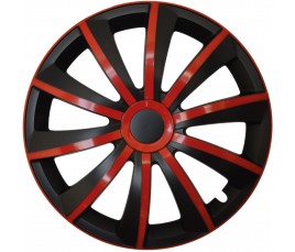Poklice kompatibilní na auto Peugeot 14" GRAL červeno - černé 4ks