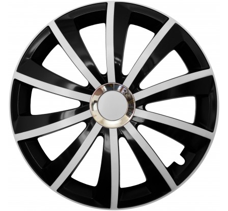 Poklice kompatibilní na auto Volkswagen 15" GRAL Chrome bielo-černé 4ks