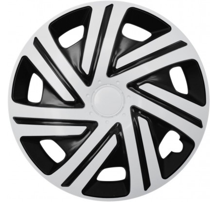 Poklice kompatibilní na auto Skoda 15" CYRKON bielo-černé 4ks