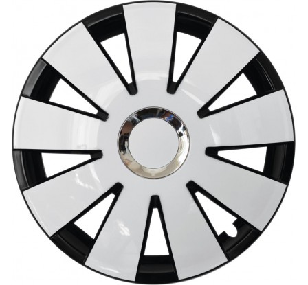 Poklice kompatibilní na auto Peugeot 15" Nefrytchrome bielo-černé 4ks