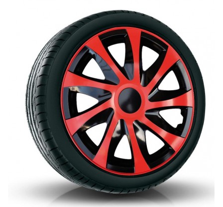 Poklice kompatibilní na auto Volkswagen 14" DRACO Červeno-černé 4 ks