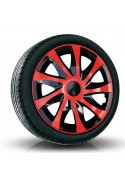 Poklice kompatibilní na auto Volkswagen 15" DRACO Červeno-černé 4 ks
