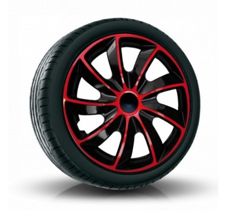 Poklice kompatibilní na auto Peugeot 15" QUAD červeno-černé 4ks