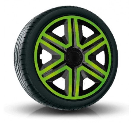 Poklice kompatibilní na auto Peugeot 14" Action Zeleno-černé 4ks