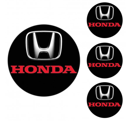 Logo na stredy kolies - živicové 4ks - HONDA Černé 55mm