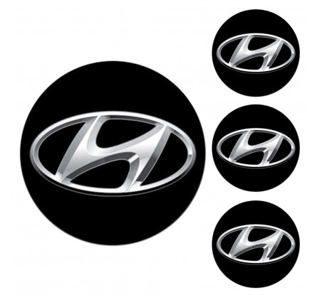 Logo na stredy kolies - živicové 4ks - HYUNDAI Černé 55mm