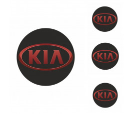 Logo na stredy kolies - živicové 4ks - KIA Černé 55mm
